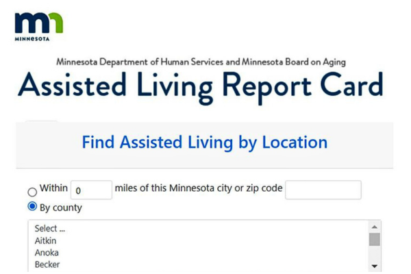 screenshot of the Minnessotta report card website